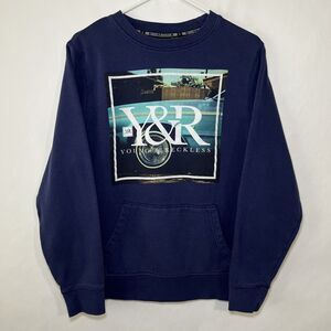 Young & Reckless Crewneck Sweatshirt Mens Size Large Navy Blue Fleece LS Skater